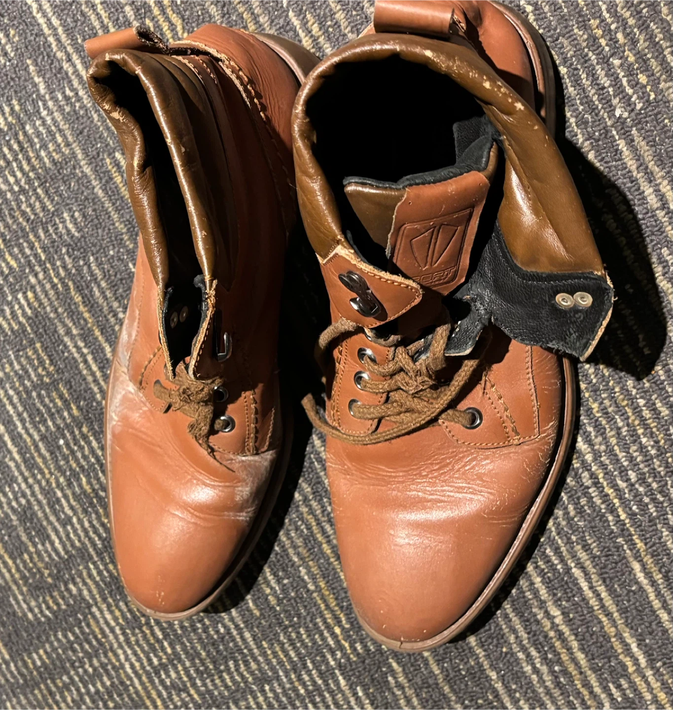 Brown Leather Lace-Up Boots