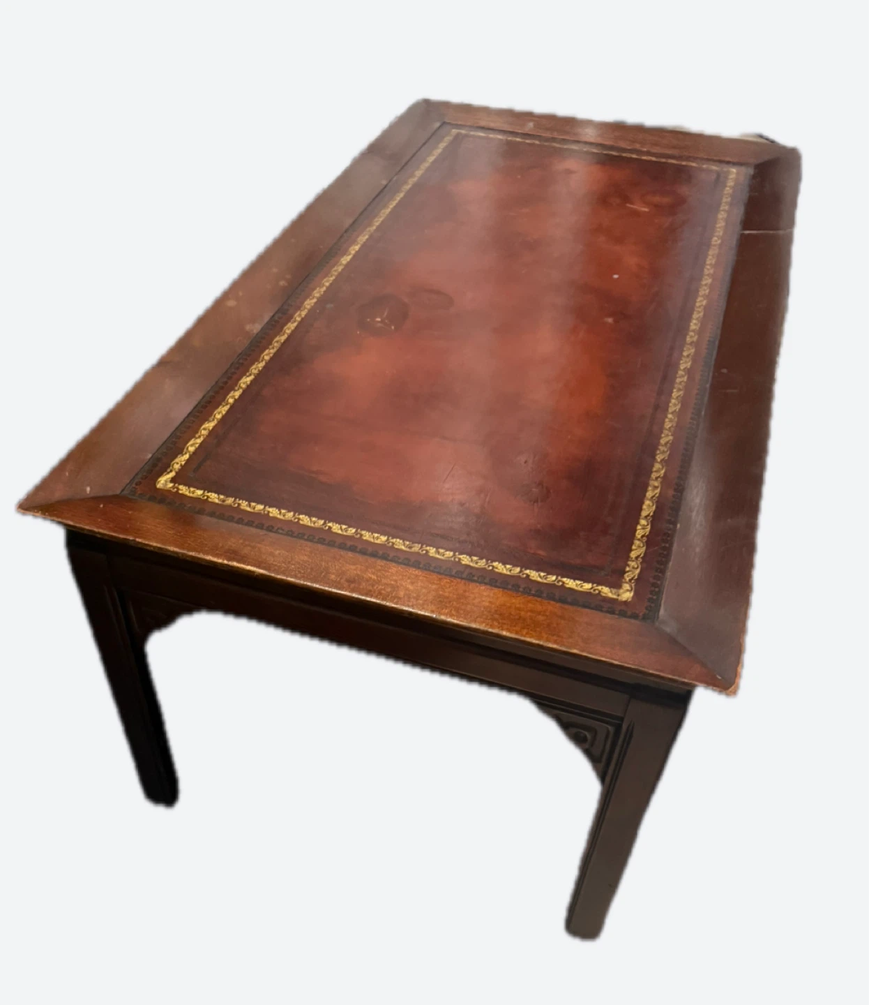 Vintage Mahogany Leather Top Coffee Table