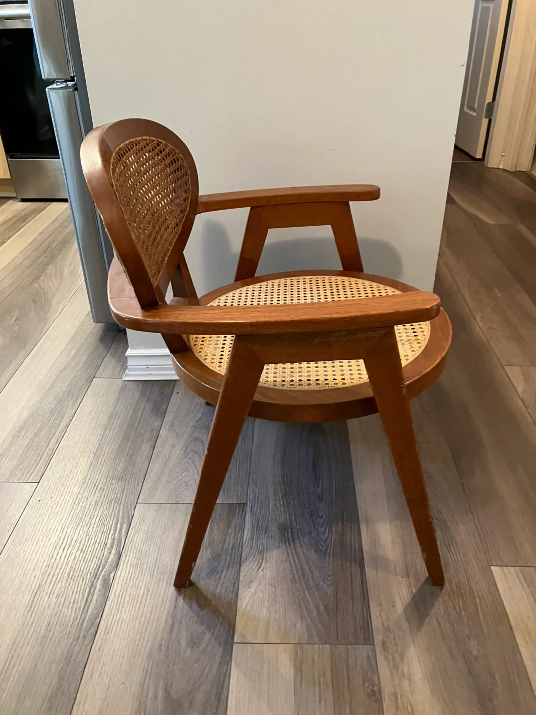 Vintage Wood and Cane Accent Chair - photo 2