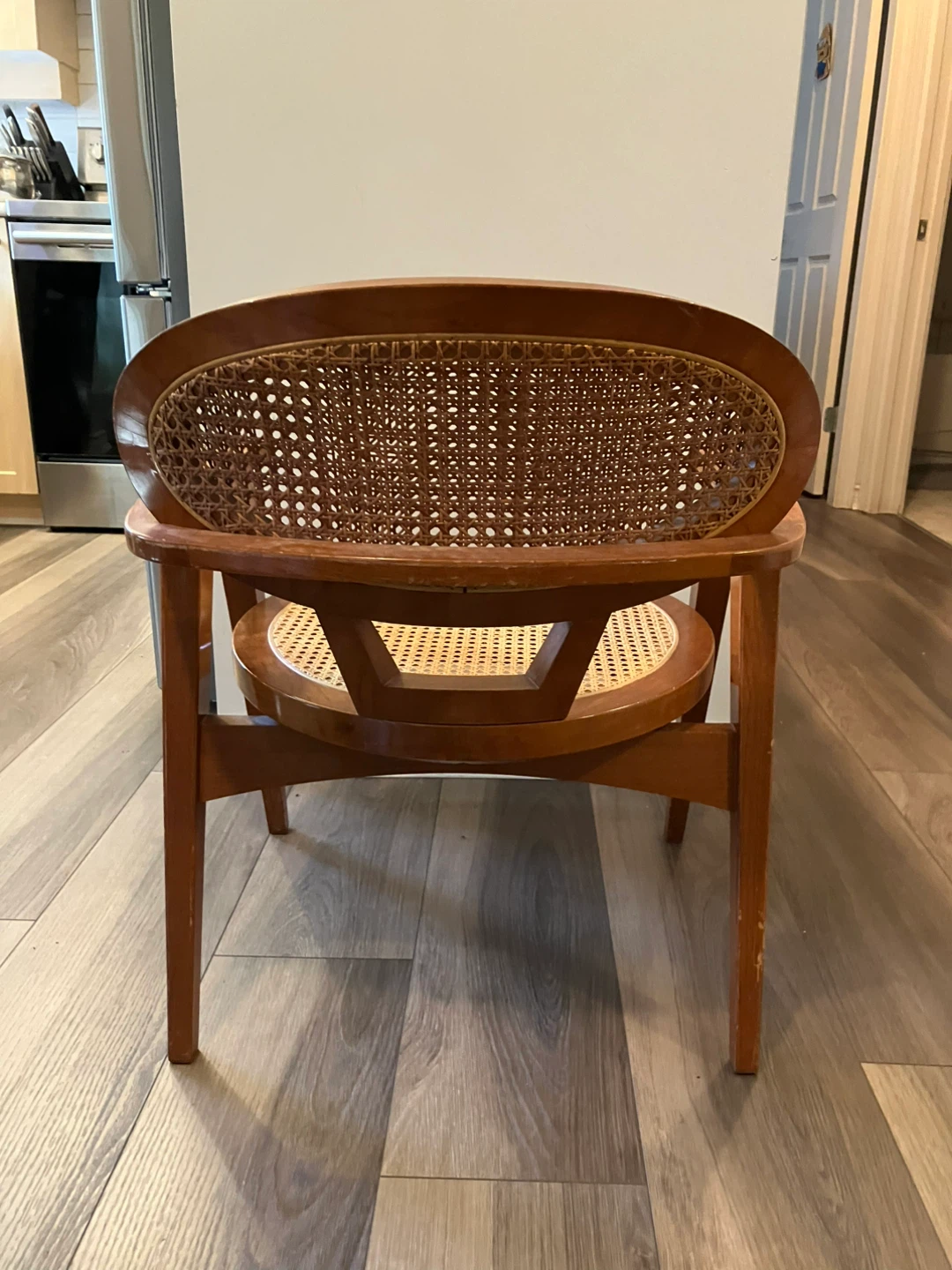 Vintage Wood and Cane Accent Chair - photo 3