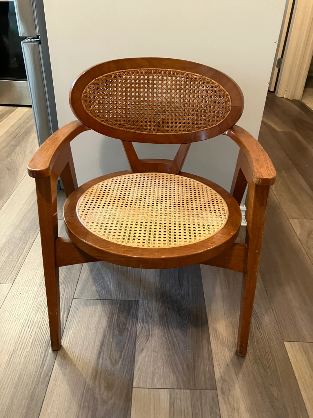 Vintage Wood and Cane Accent Chair