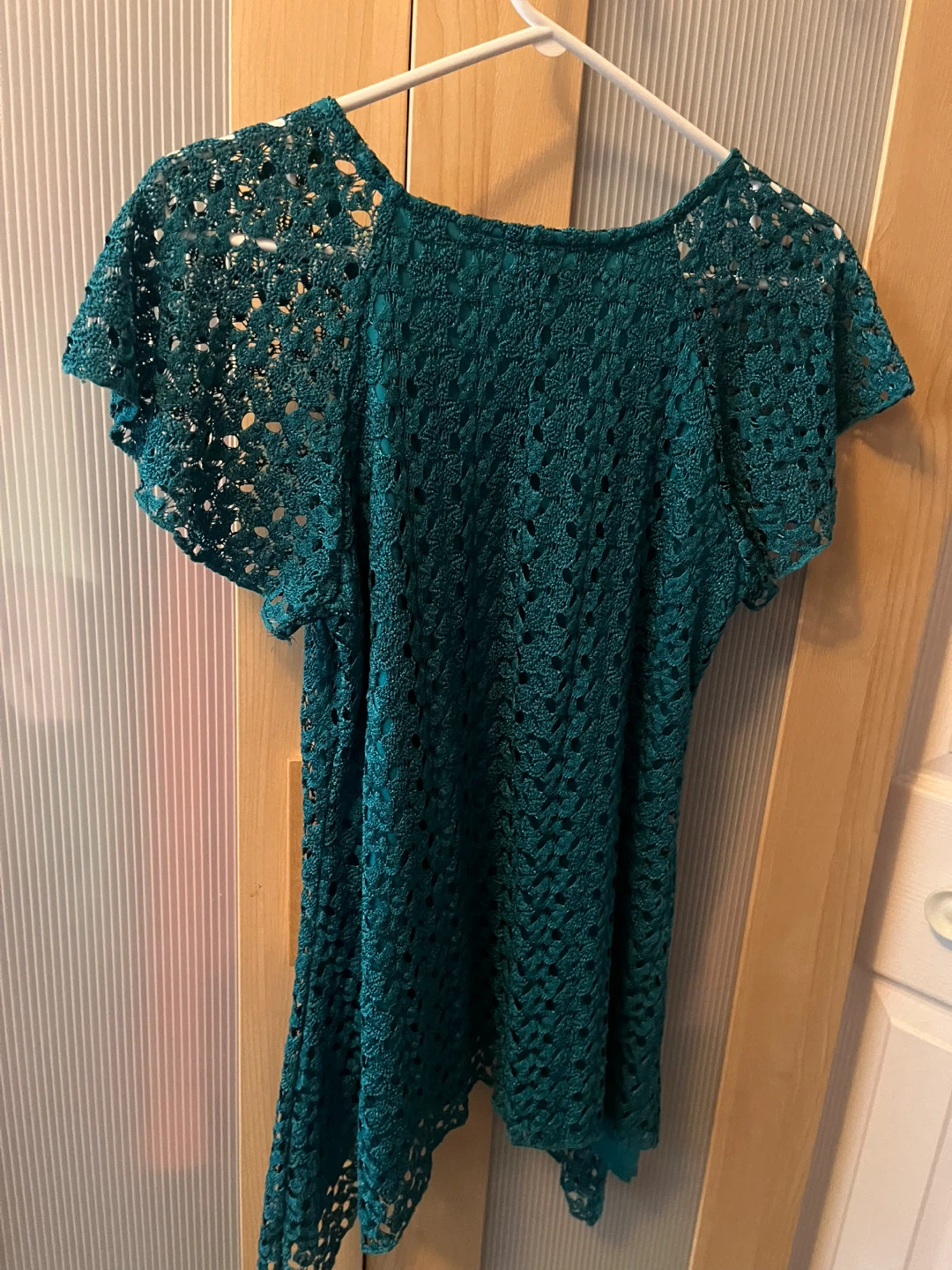Adorable Teal Lined Crochet-look Top - Size S - photo 2