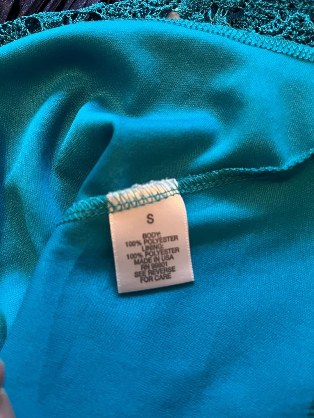 Adorable Teal Lined Crochet-look Top - Size S - photo 5