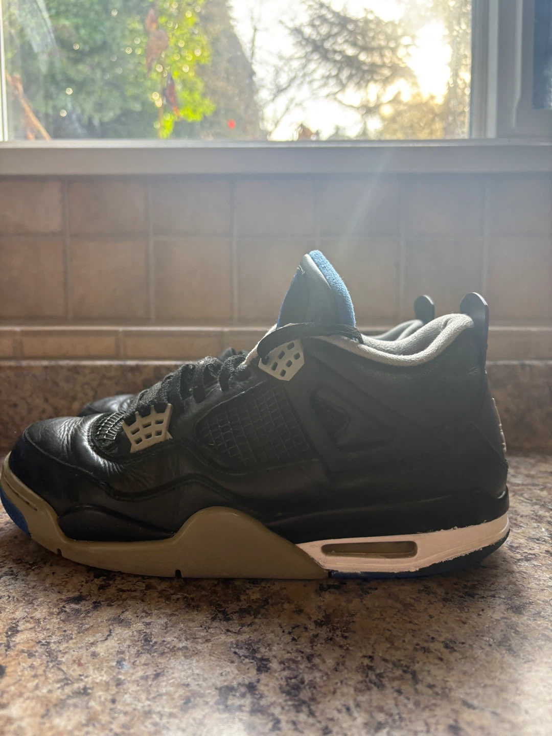 Jordan 4 Retro Black Blue Sneakers - photo 3