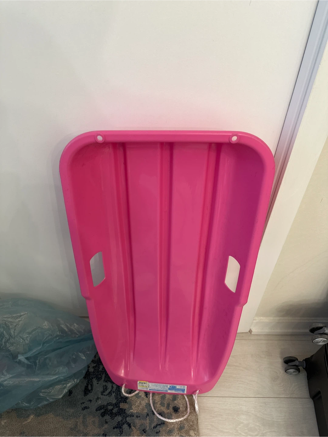 Pink Plastic Toboggan Snow Sled