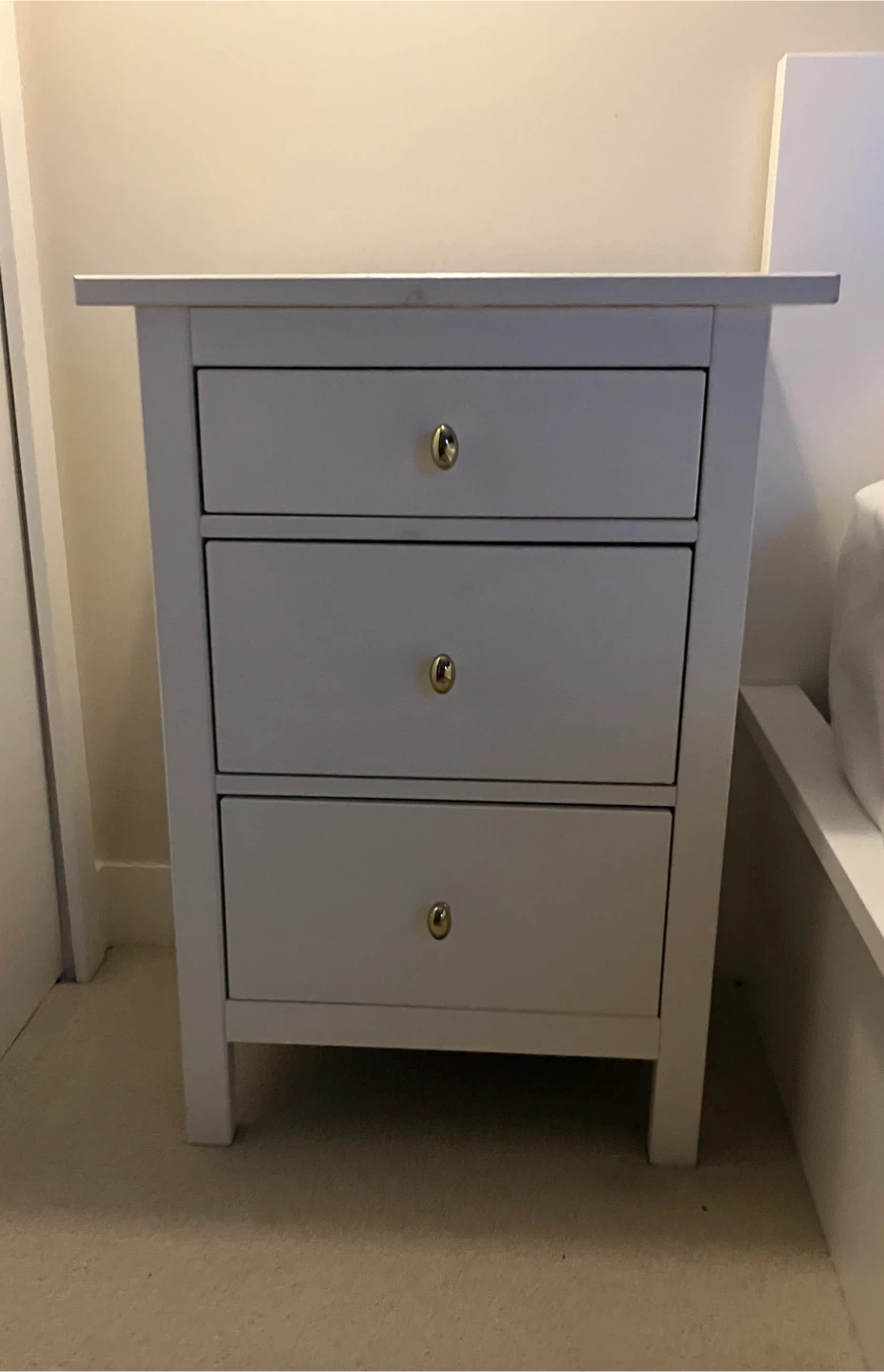 2 IKEA Hemnes White 3-Drawer Nightstands