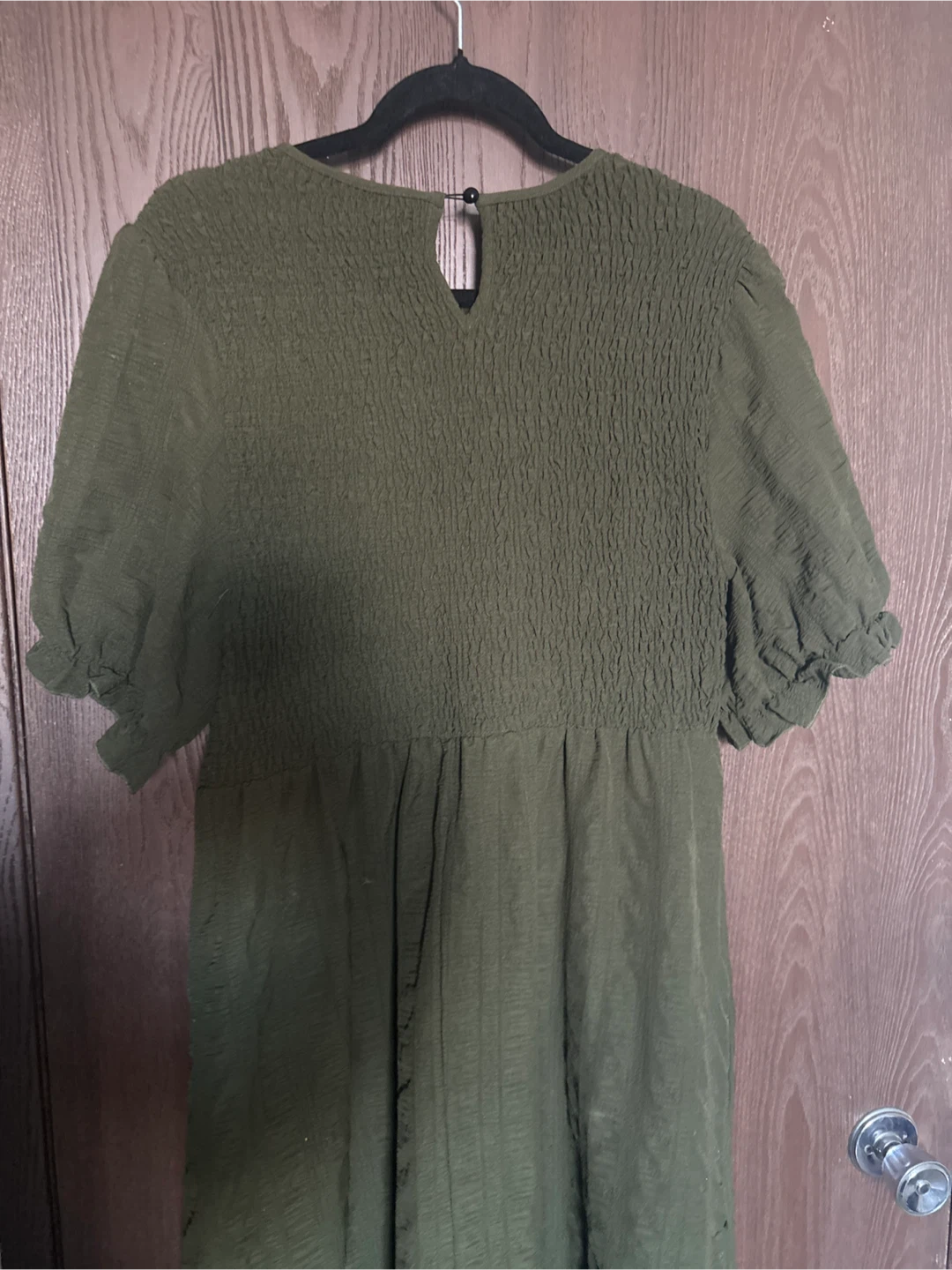 Olive Green Smocked Tiered Maxi Dress - photo 3