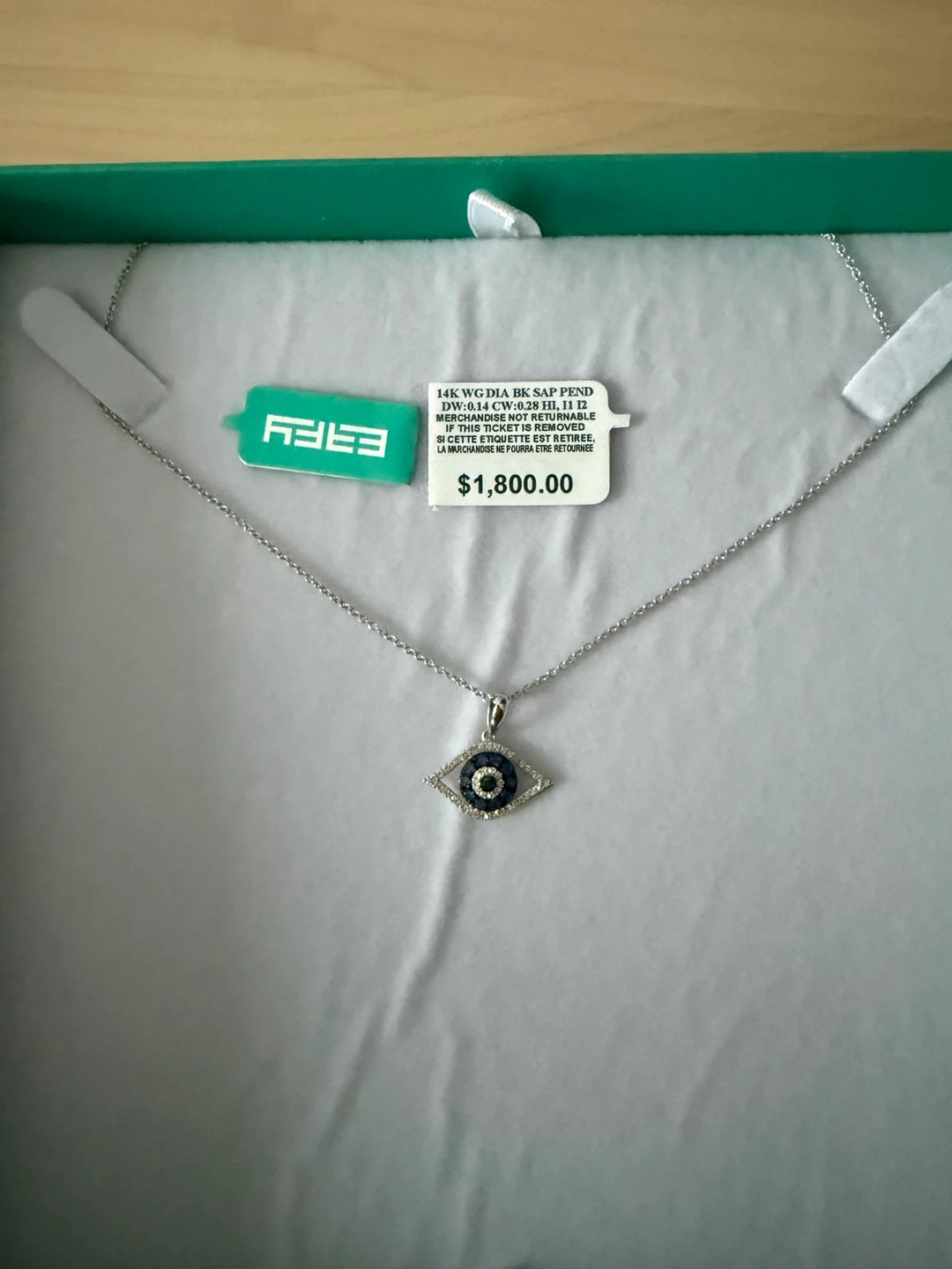 EFEY 14K White Gold Diamond Evil Eye Necklace - photo 2