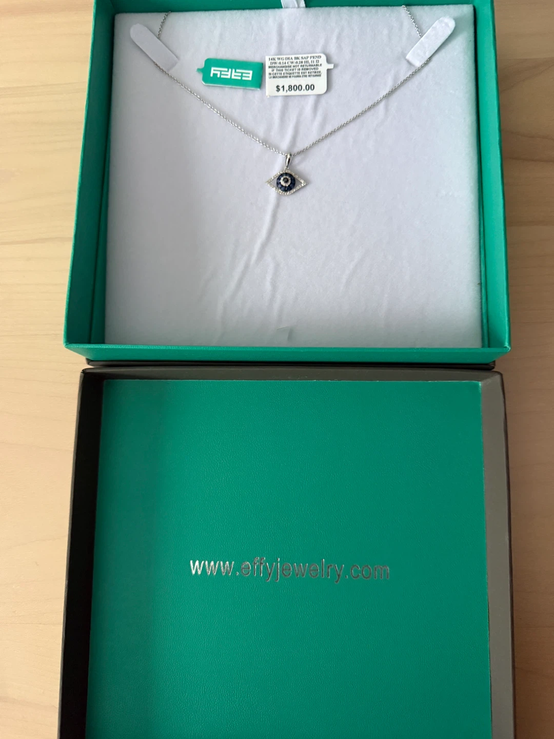 EFEY 14K White Gold Diamond Evil Eye Necklace - photo 3