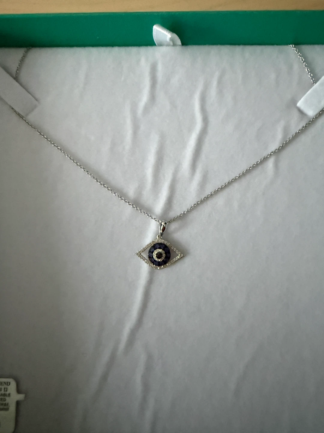EFEY 14K White Gold Diamond Evil Eye Necklace