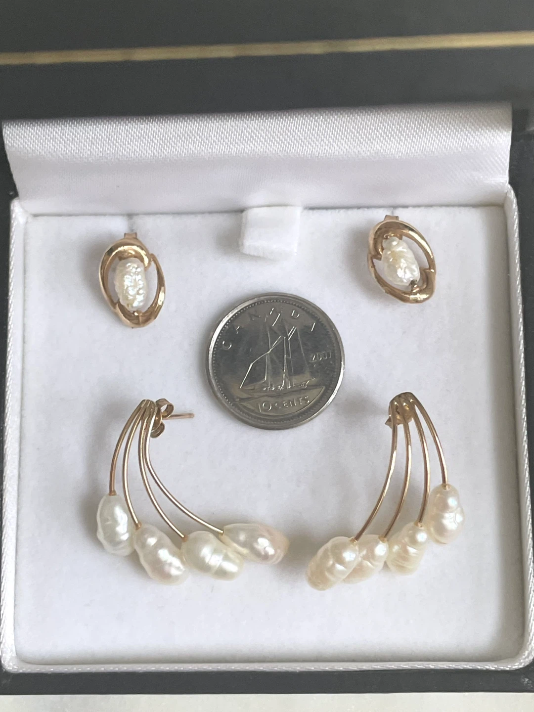 2 Pairs Vintage 10K Gold & Pearl Earrings - 3.84 grams - photo 4