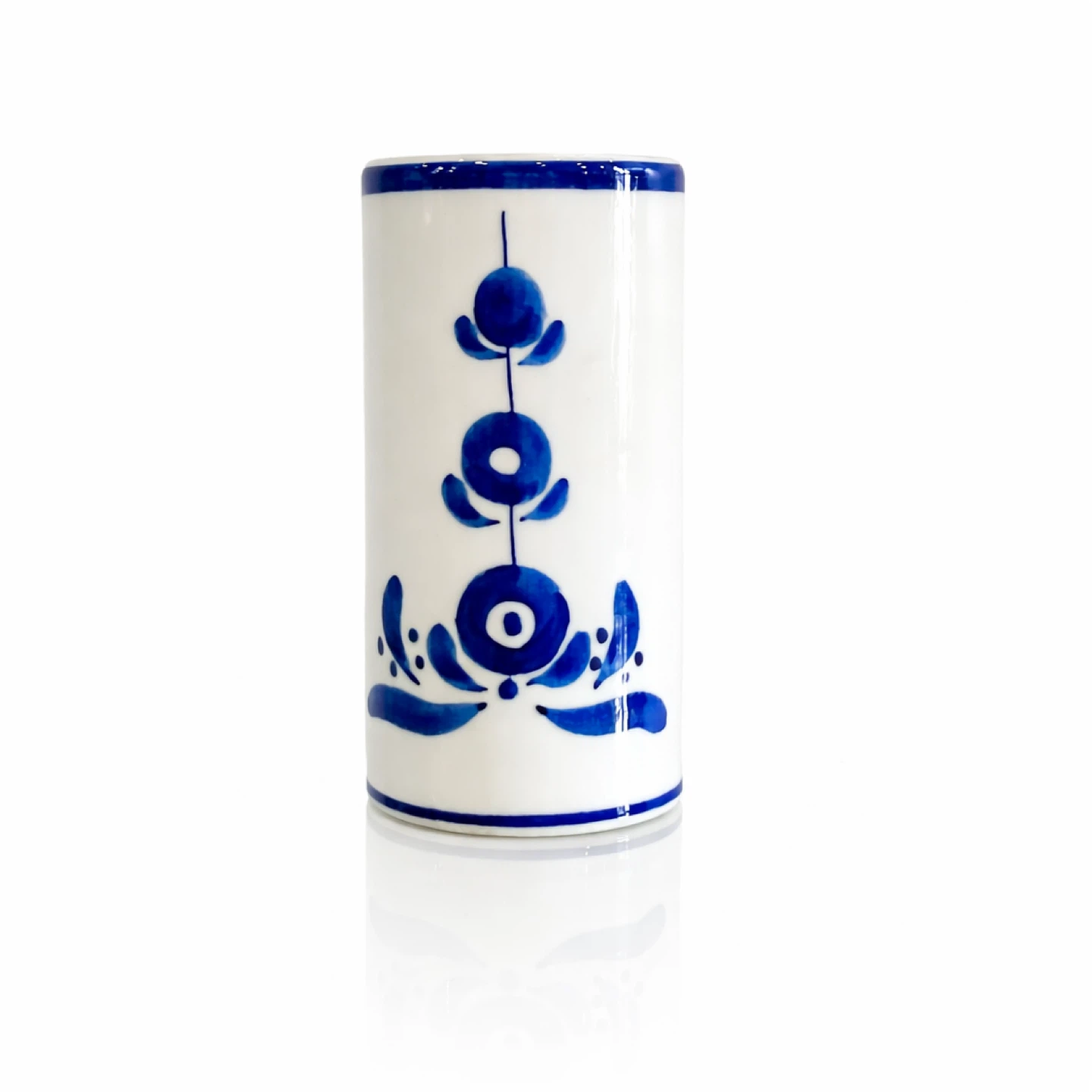 Hand-Painted Portuguese Blue & White Vase, Mid-20th Century