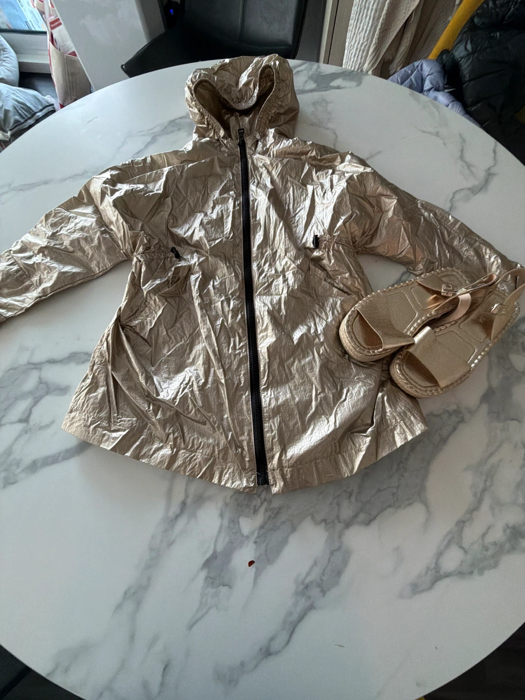 Zara Gold Hooded Jacket Size 8 / 128 CM