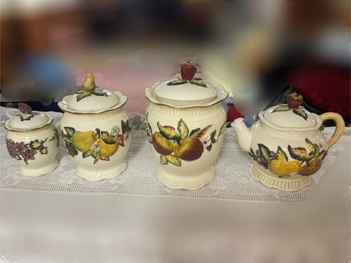Ceramic Kitchen Canister Set with Fruit Design