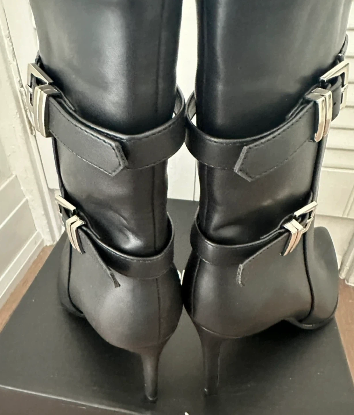 Fashion Nova Black Faux Leather Ankle Boots with Buckle Detail - photo 3