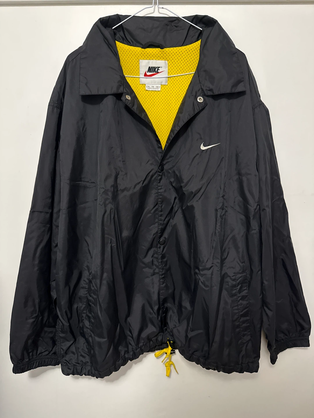 Nike Black Yellow Swoosh Windbreaker Jacket XL