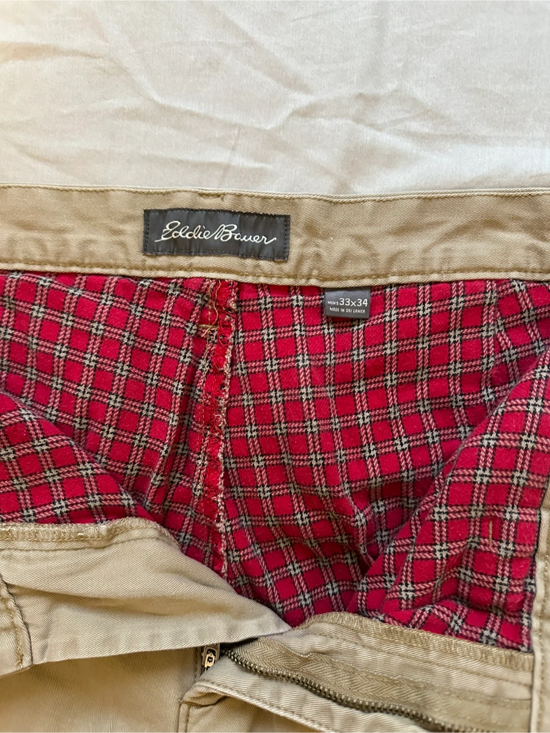 Eddie Bauer Khaki Pants with Plaid Lining - 33x34 - photo 3