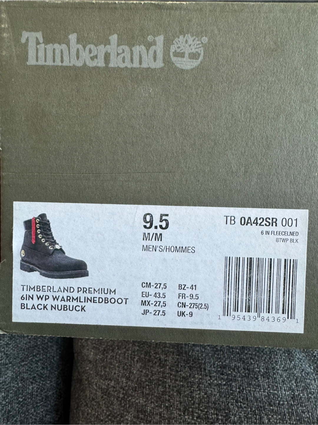 Timberland Premium 6" WP Warm Lined Boot Black Nubuck Men's 9.5 - photo 3