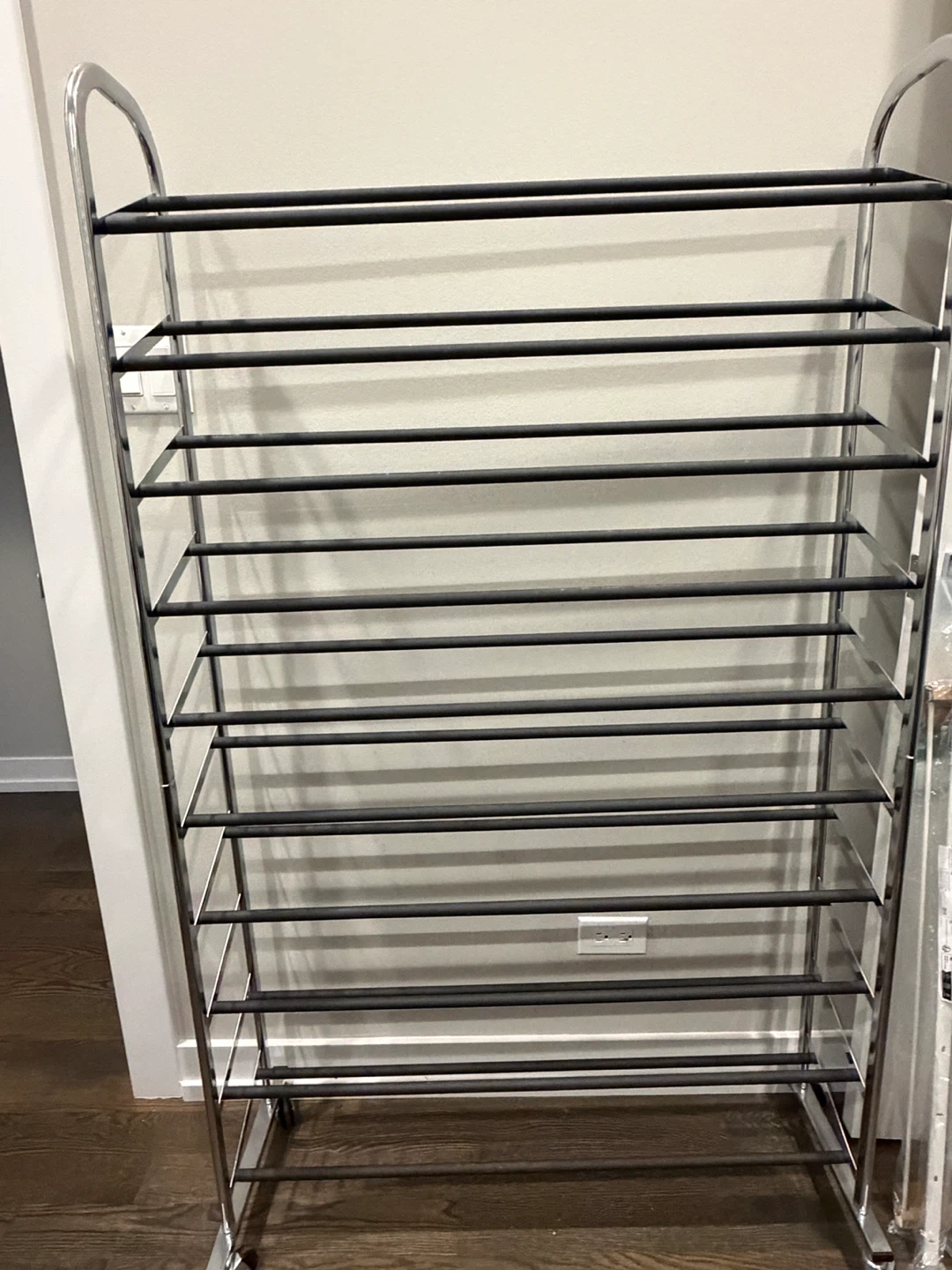 10-Tier Metal Shoe Rack with Wheels