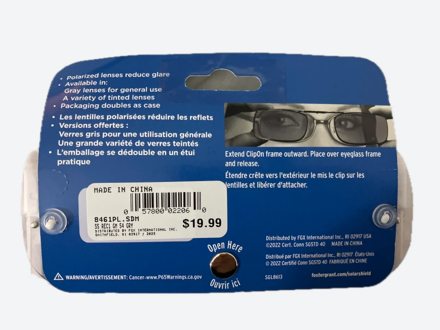 Foster Grant Solar Shield Polarized Clip-On Sunglasses - Grey - photo 2