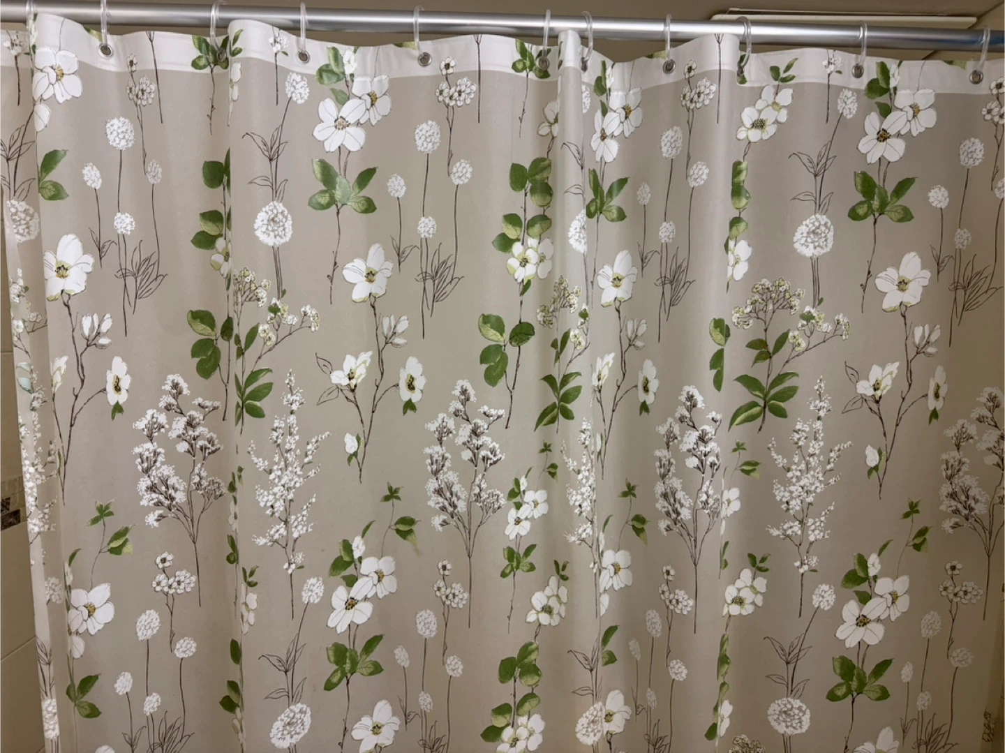 Floral Shower Curtain with Hooks