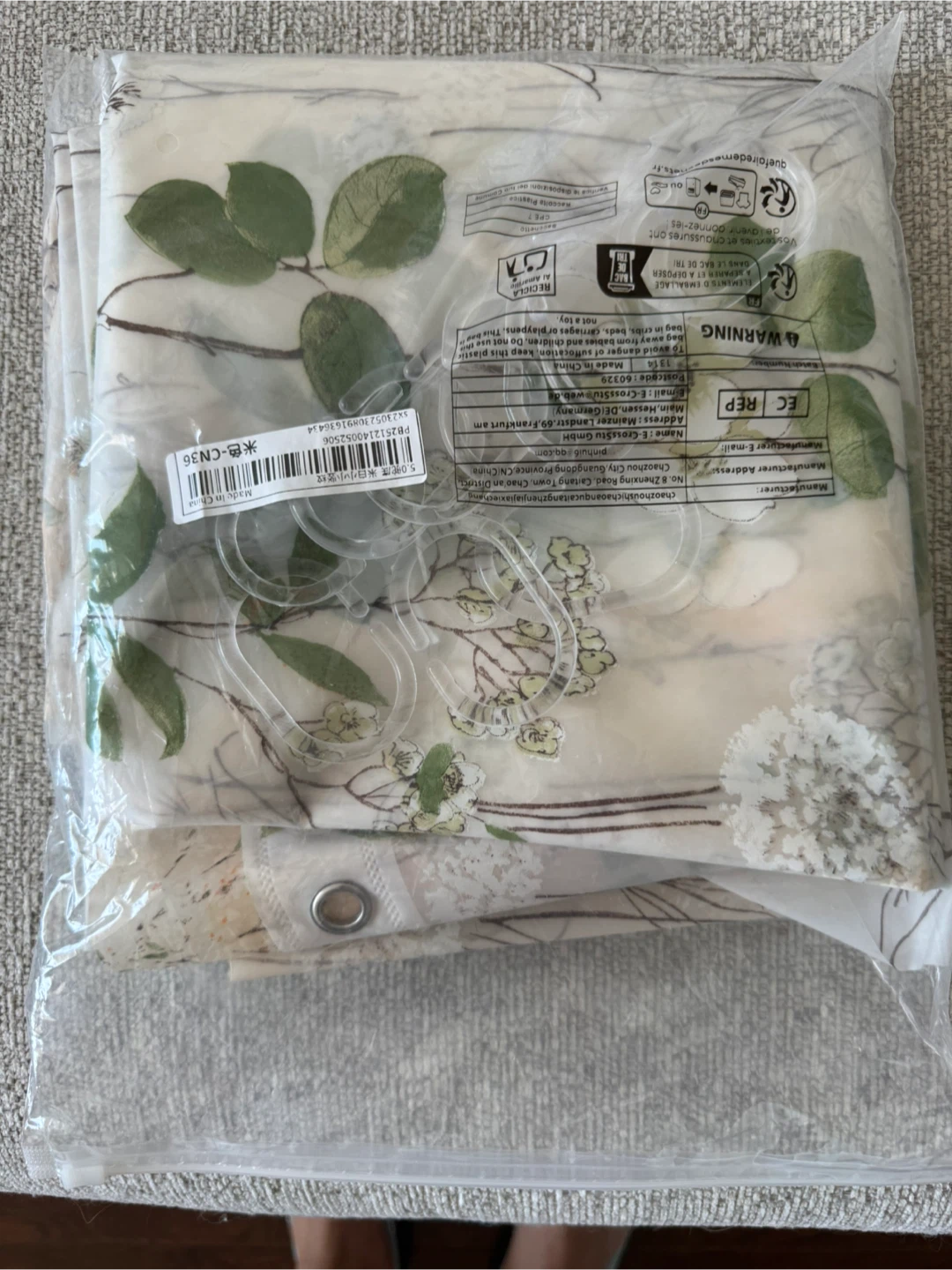 Floral Shower Curtain with Hooks - photo 2
