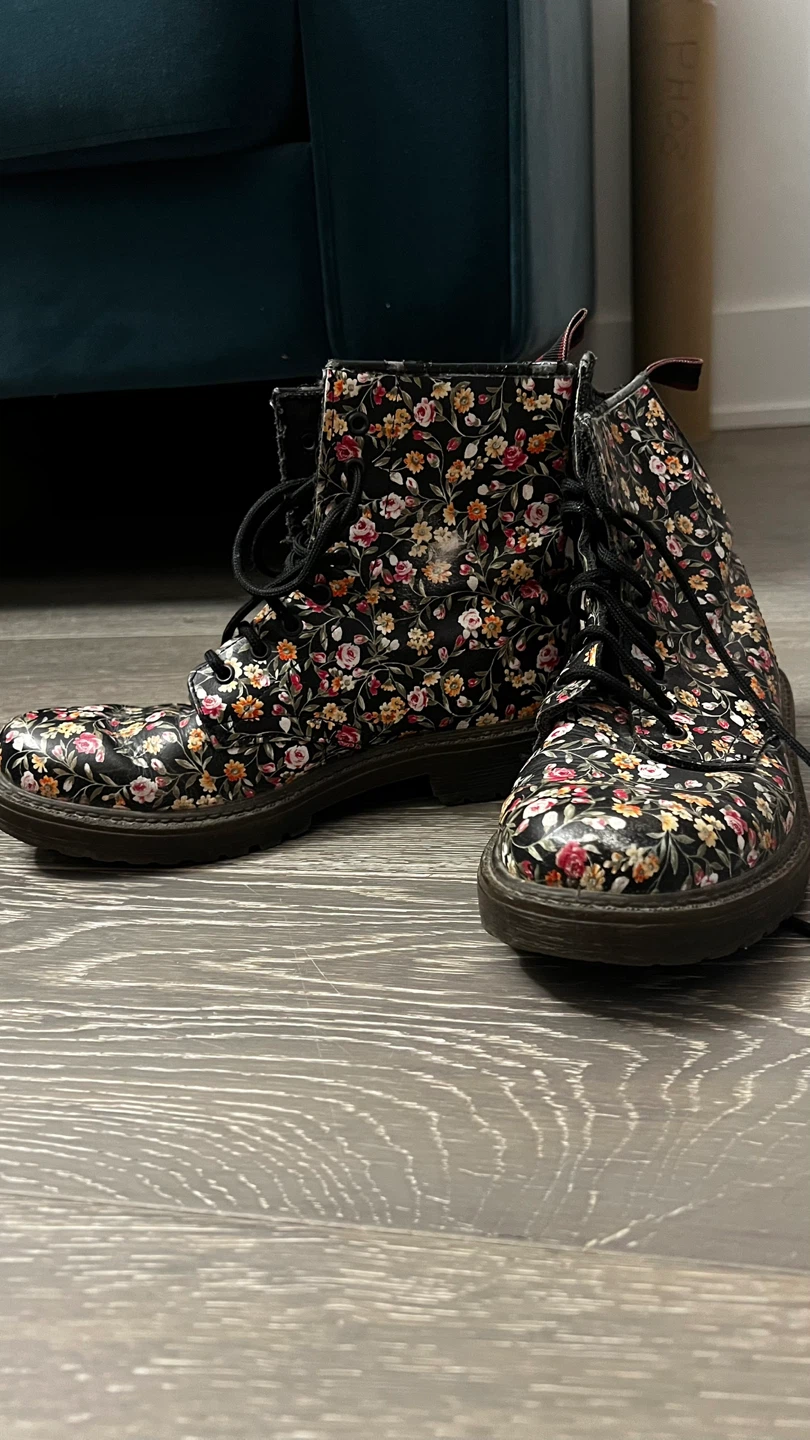 ALDO Floral Print Combat Boots Size 38.5