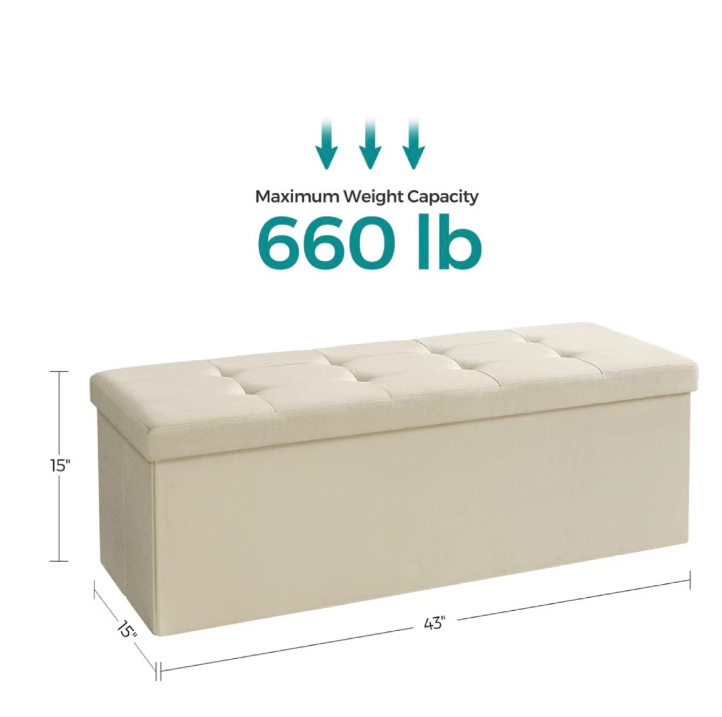 Cream Storage Ottoman Bench - photo 2