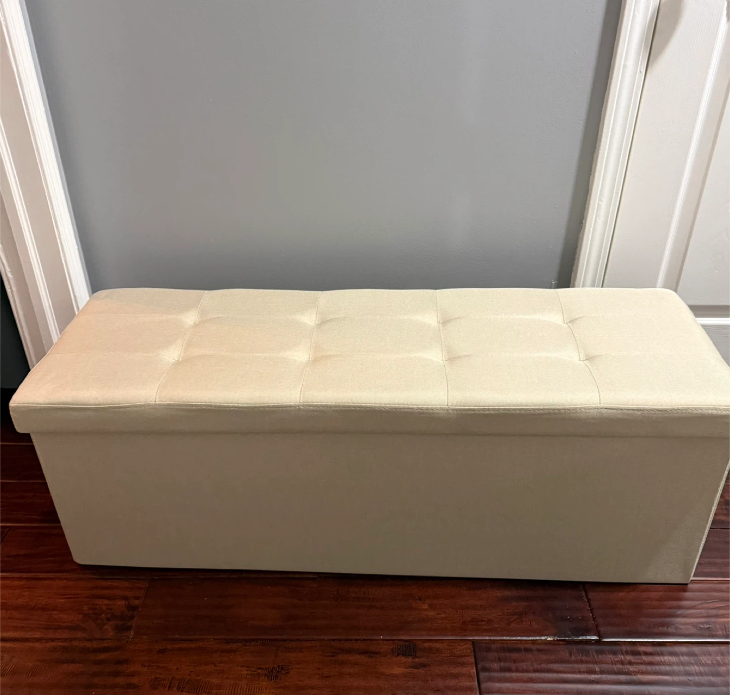Cream Storage Ottoman Bench