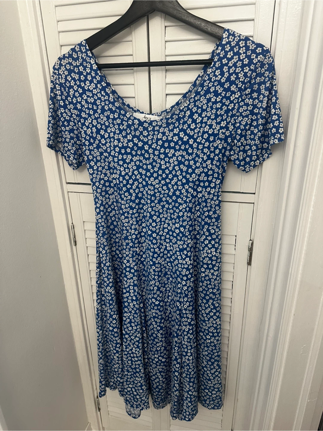 Blue floral short sleeve midi dress - photo 2
