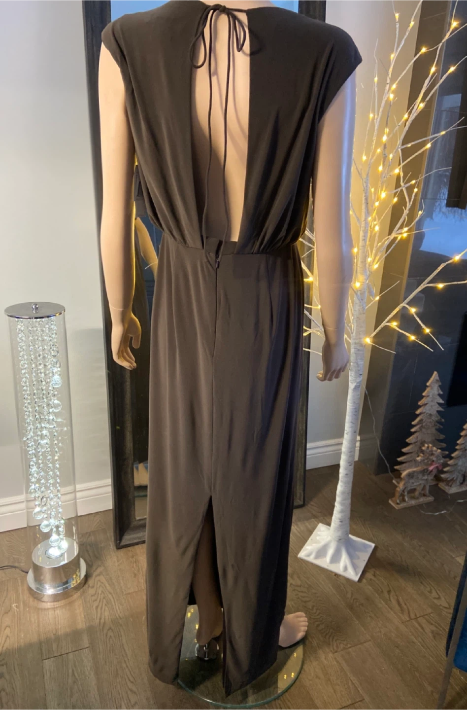 NWT: Alex & Eve Brown Embellished Maxi Dress Size 6 - photo 5