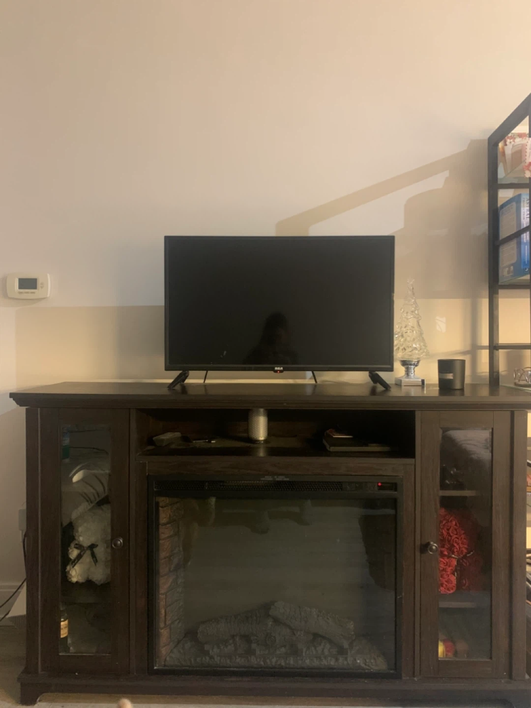 Dark Wood Electric Fireplace TV Stand - photo 2
