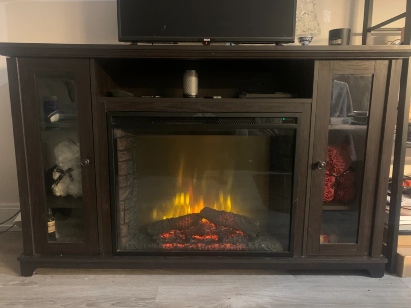 Dark Wood Electric Fireplace TV Stand - photo 3