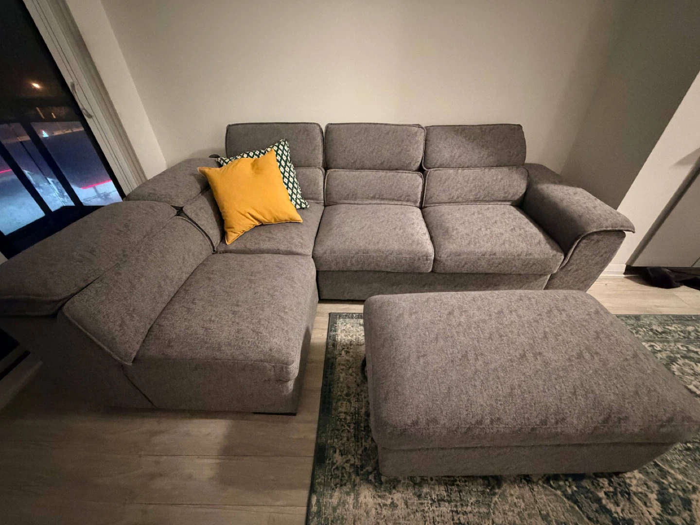 Grey Sectional Sofa with Storage Ottoman - photo 2