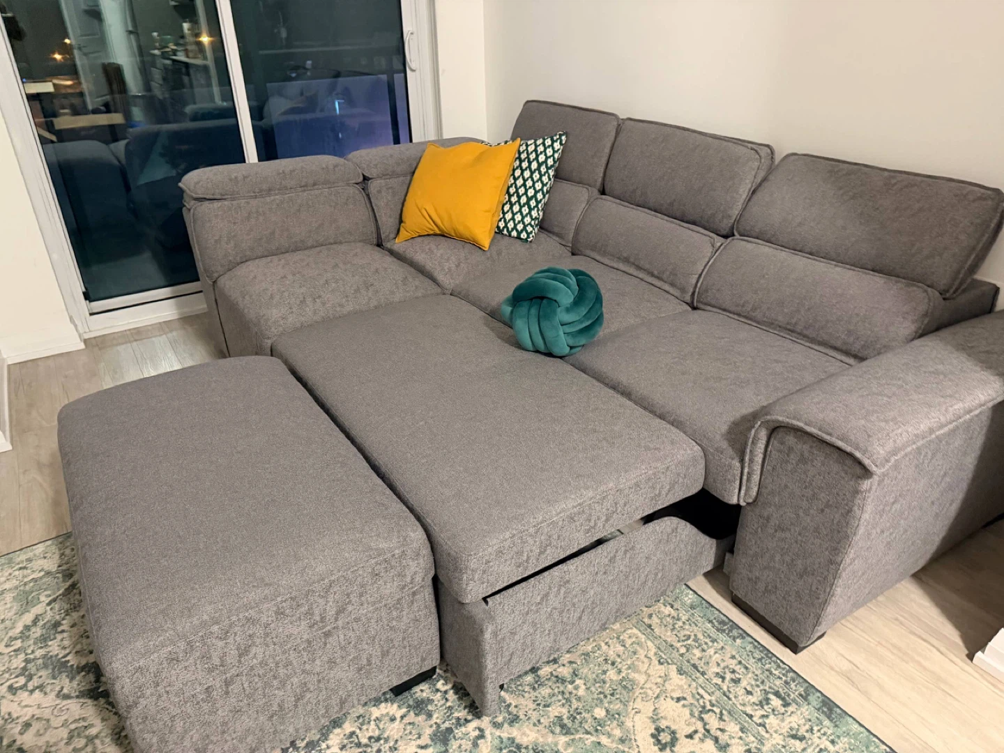Grey Sectional Sofa with Storage Ottoman - photo 3