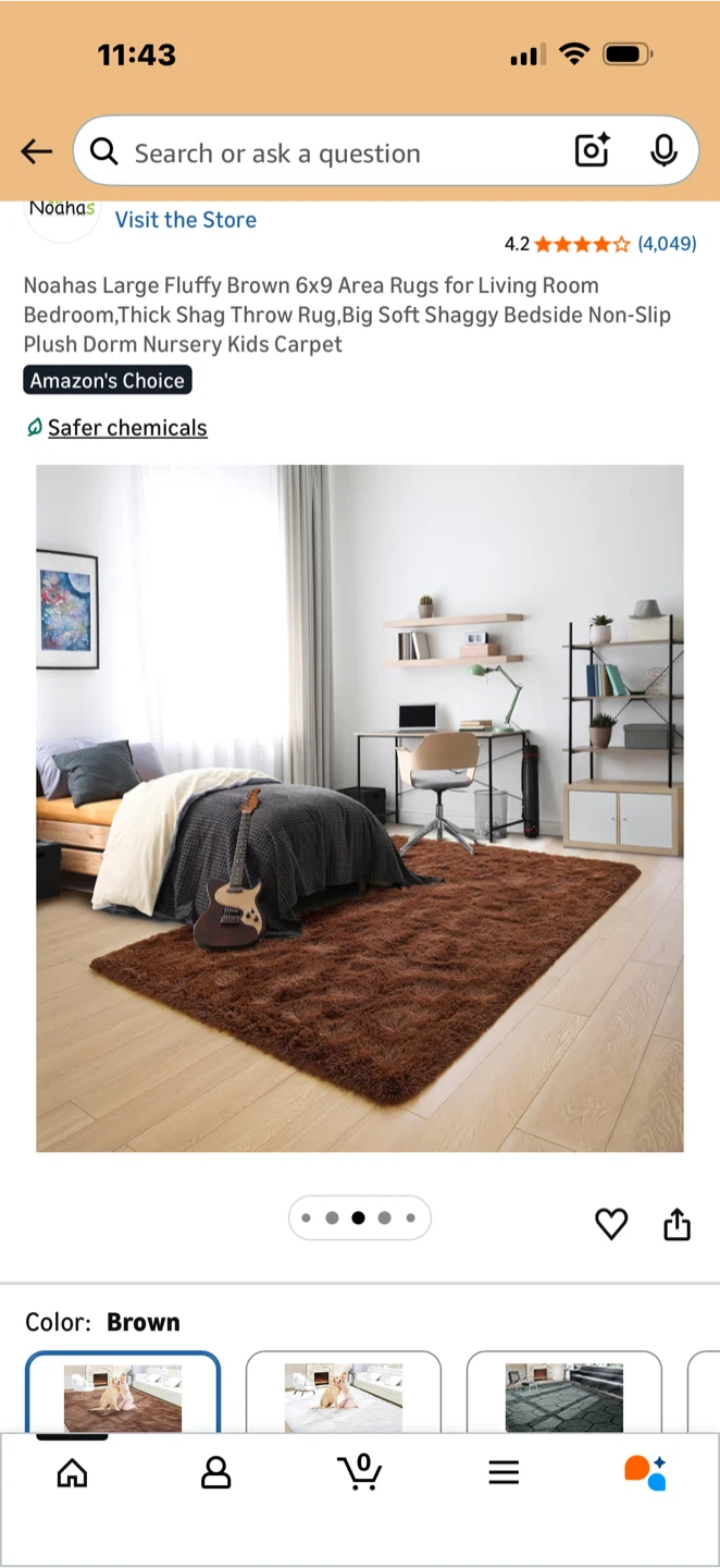 Noahas Large Fluffy Brown 6x9 Area Rug - photo 2