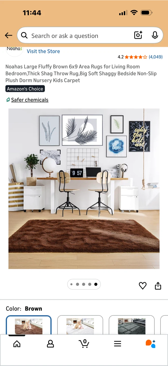 Noahas Large Fluffy Brown 6x9 Area Rug - photo 3