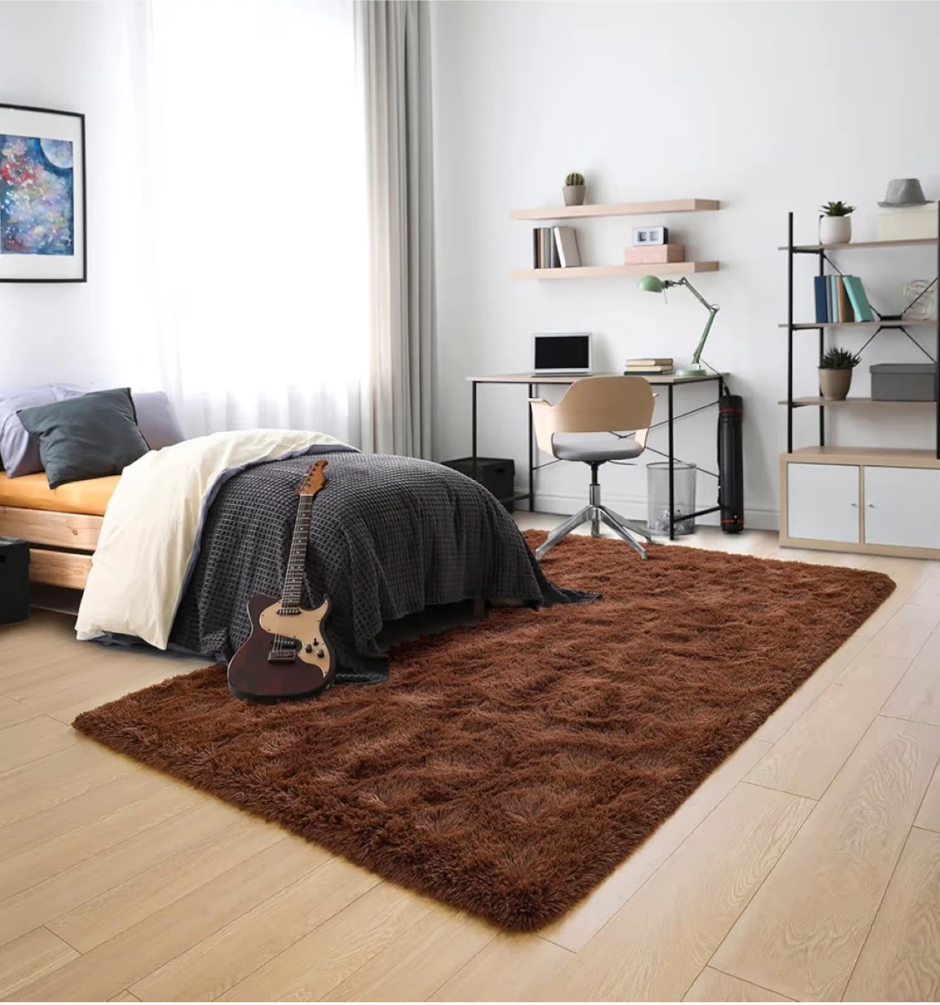 Noahas Large Fluffy Brown 6x9 Area Rug - photo 4