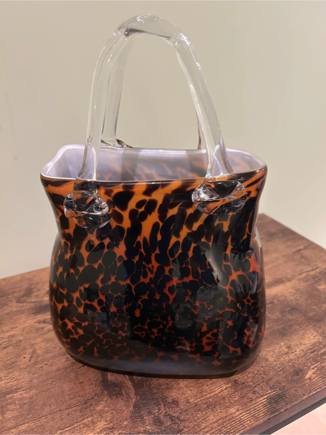 Glass Handbag Vase - Tortoiseshell Pattern