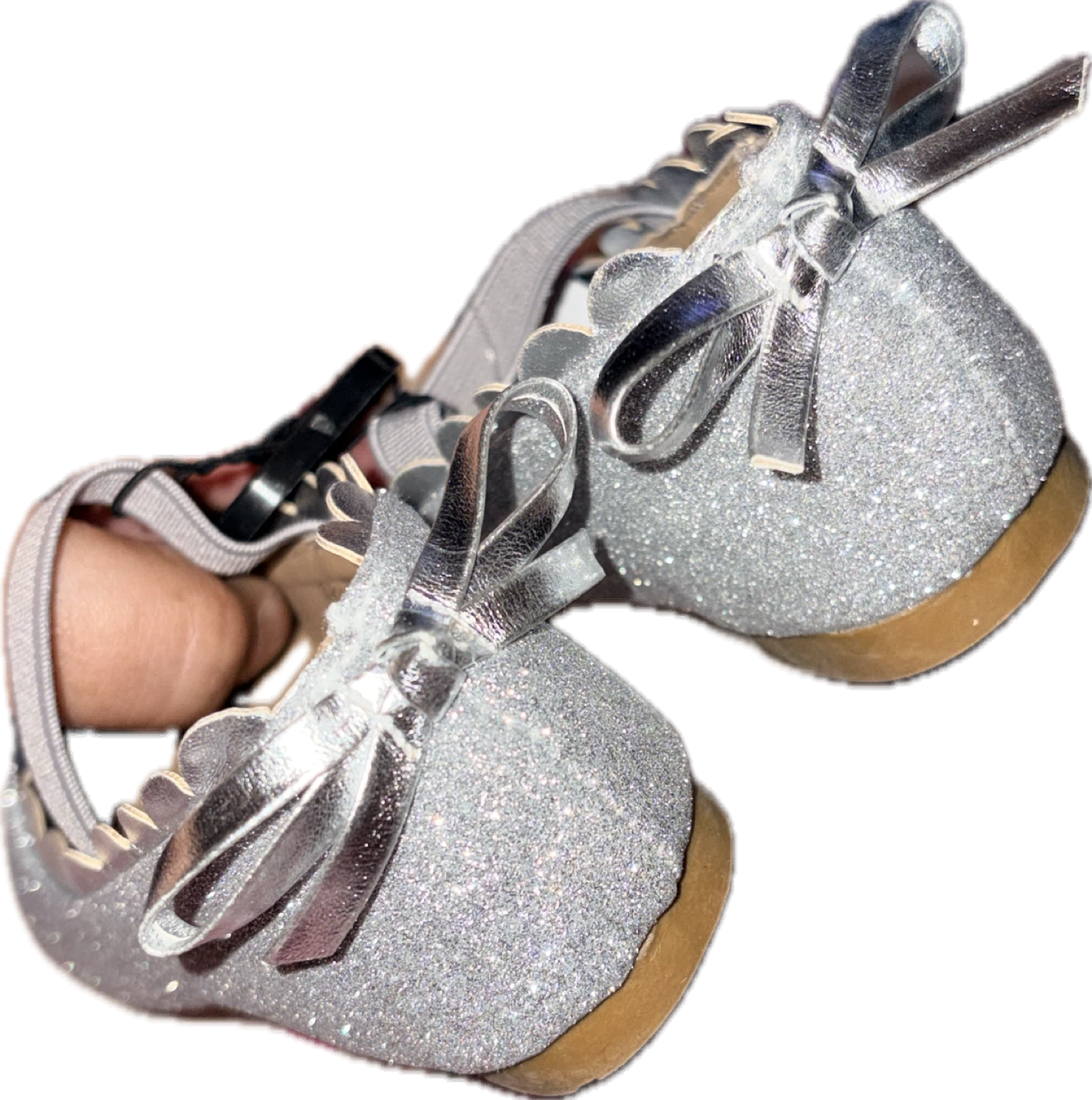 Laura Ashley Baby Silver Glitter Mary Jane Shoes Size 6 - photo 2