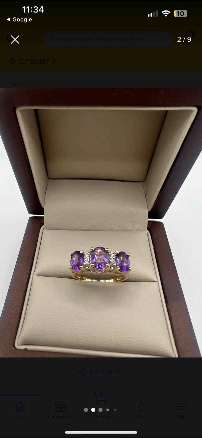 Amethyst and Diamond Ring with Gold  10k 🥇 - photo 2