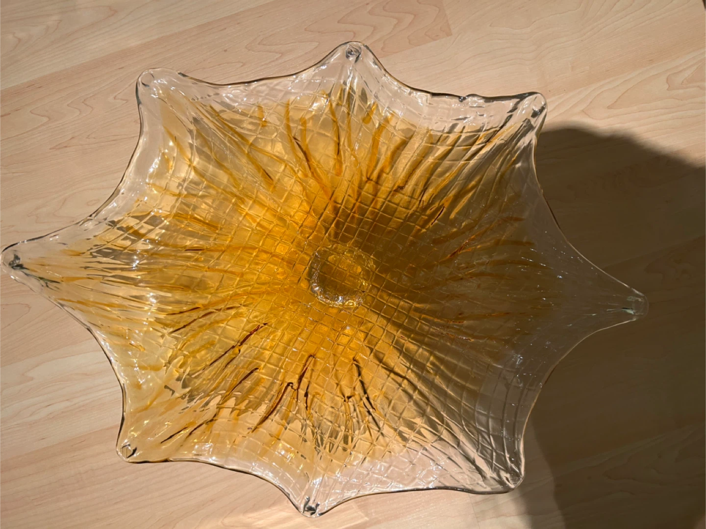 Amber Glass Starburst Pedestal Bowl - photo 2