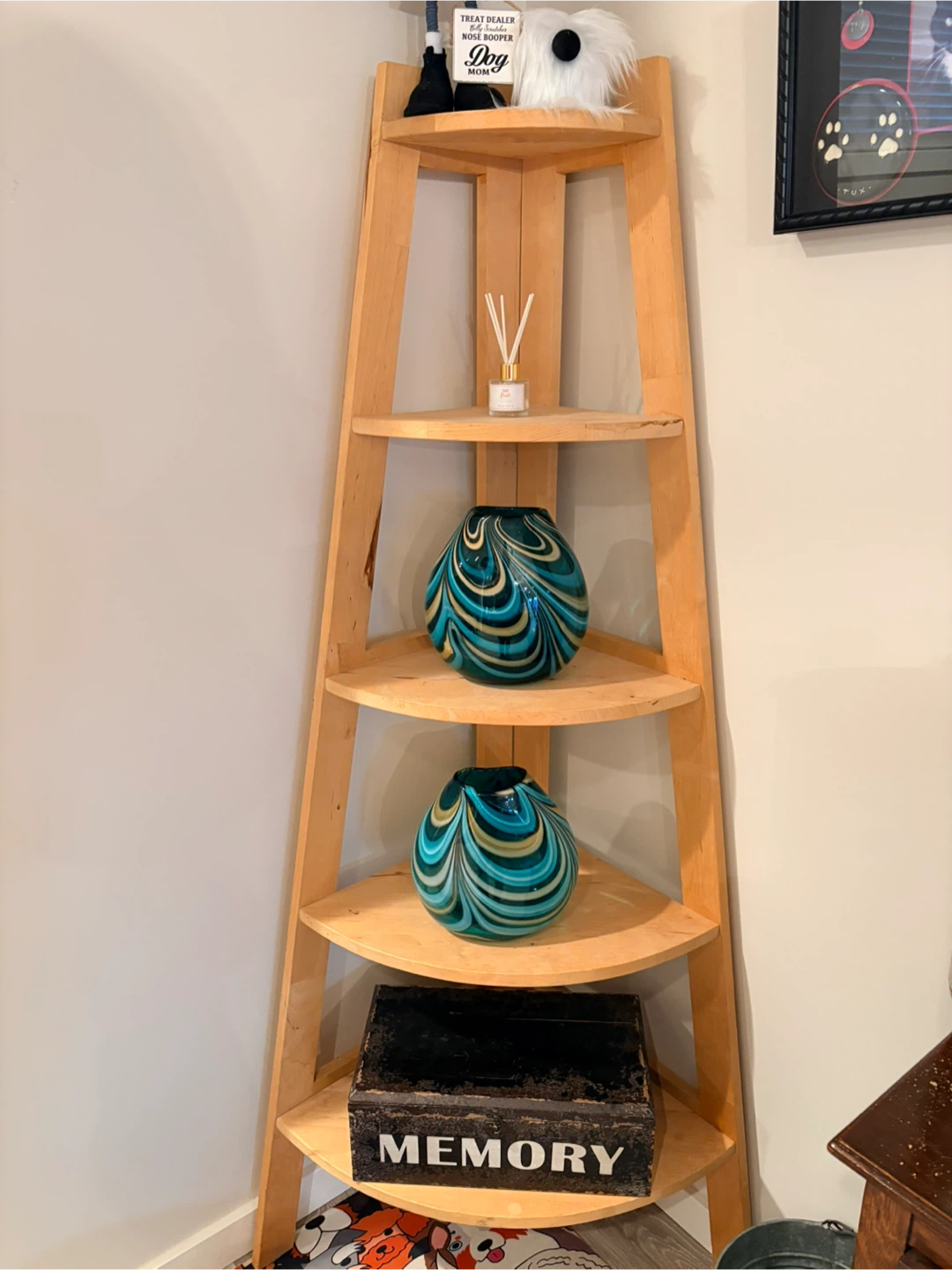 Wooden Corner Shelf Unit