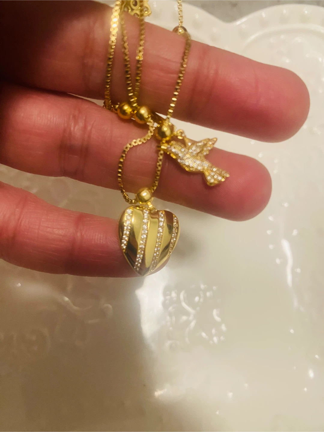 New / unused Gold color Necklace with Charms - photo 5