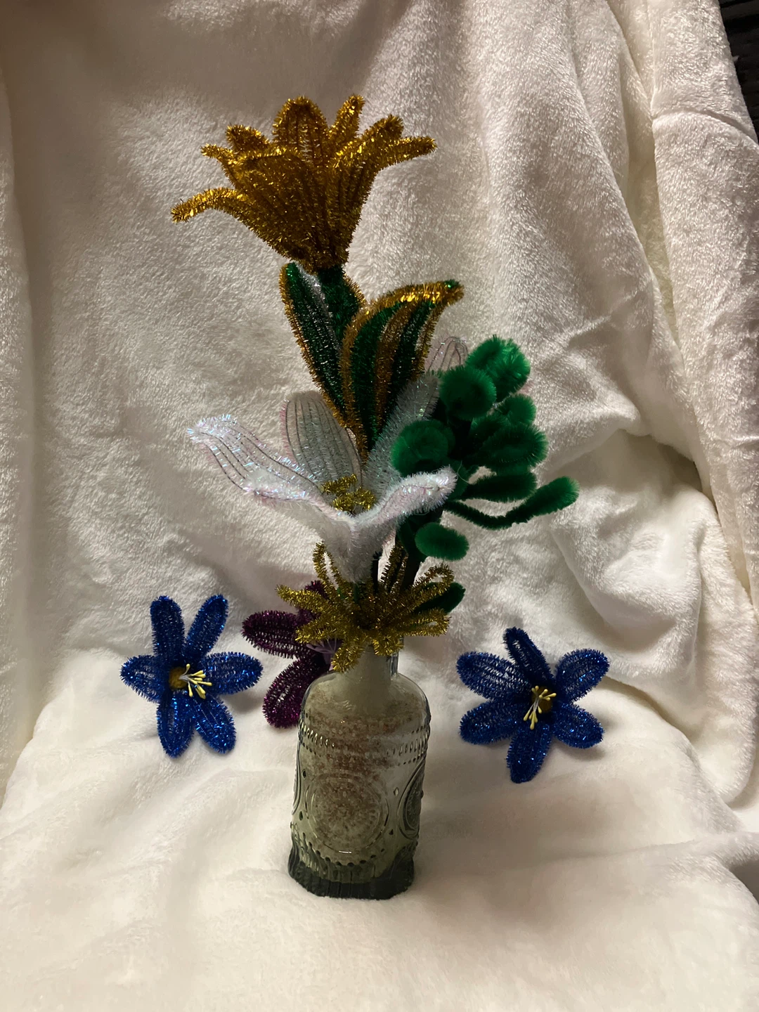 Handmade Pipe Cleaner Flowers in Decorative Vase