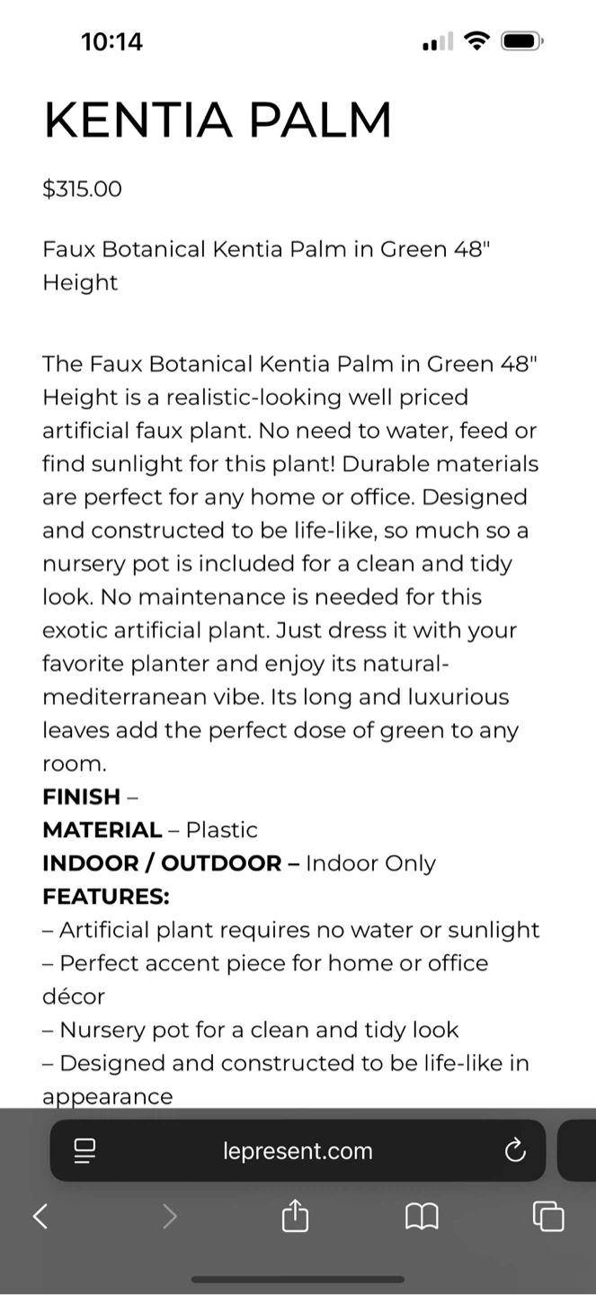 Artificial Kentia Palm Tree (48” height) - photo 3