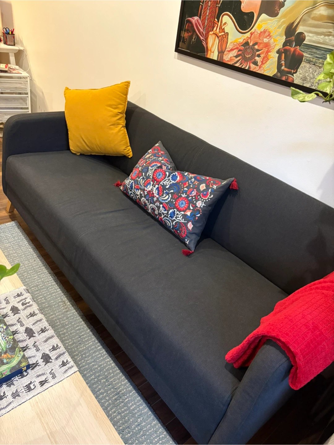 Dark Grey Three-Seater IKEA Sofa