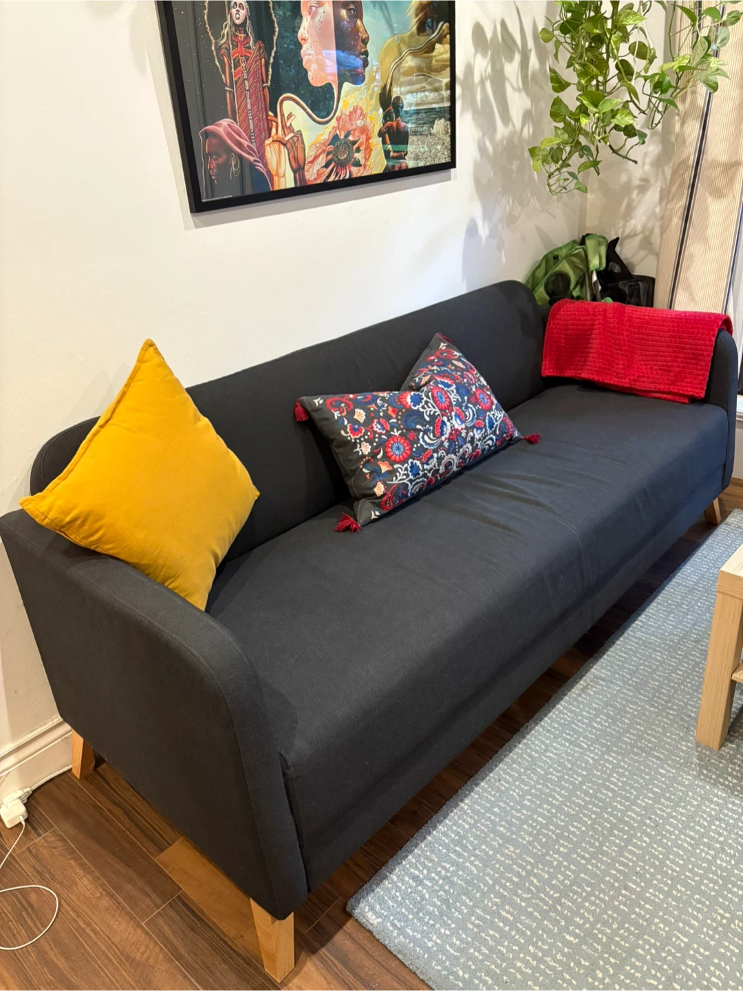 Dark Grey Three-Seater IKEA Sofa - photo 2