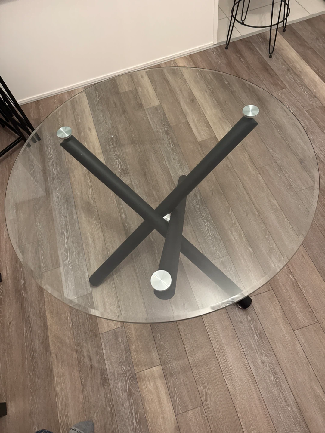 Mid-Century Metal and Glass Round Dining Table - photo 2