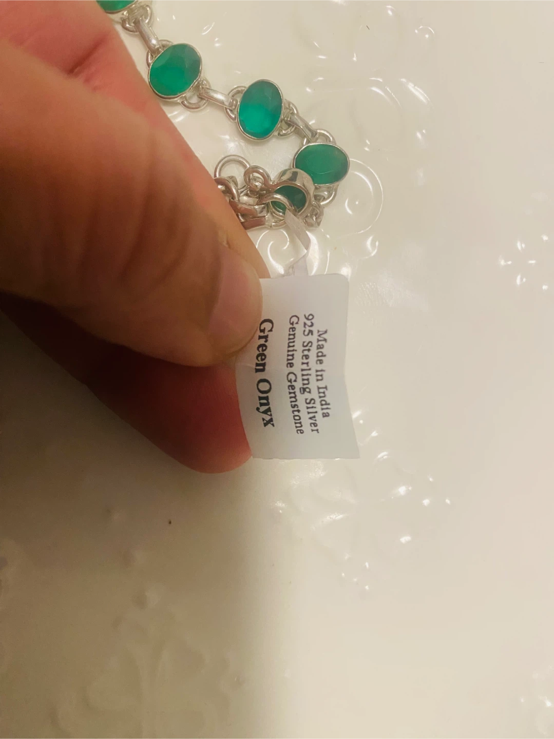 New/ Unused Genuine Green Onyx Sterling Silver Bracelet - photo 5